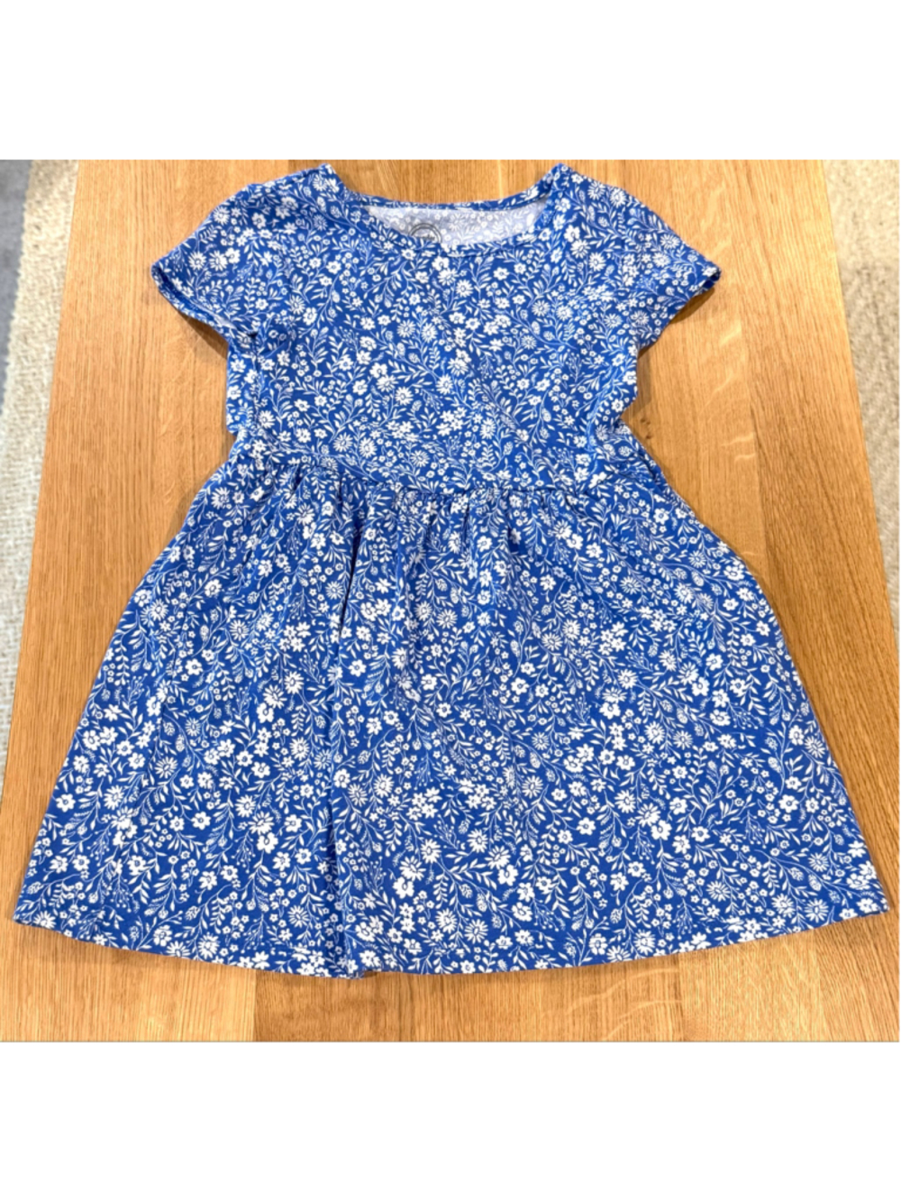 Girls Wonder Nation Floral Casual Dress XS Blue White